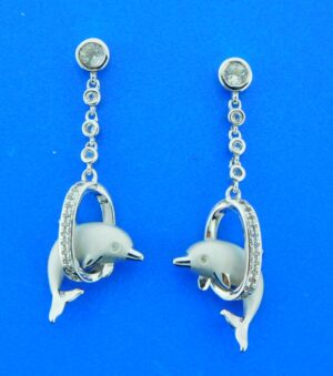sterling silver dolphin hoop earrings