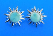 larimar & sterling silver sun earrings