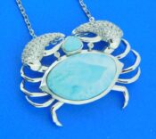 sterling silver blue crab larimar pendant