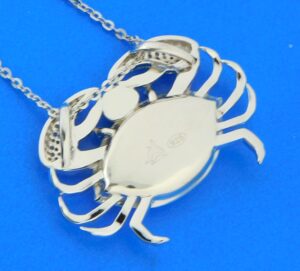 sterling silver blue crab larimar pendant