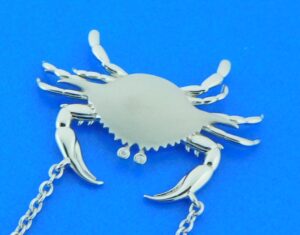 sterling silver blue crab necklace
