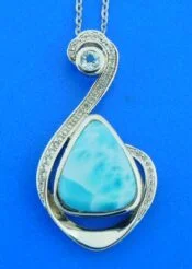 sterling silver larimar pendant