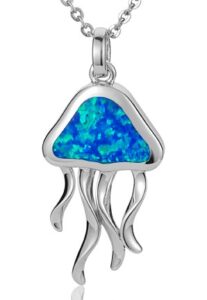 sterling silver & opal jellyfish pendant