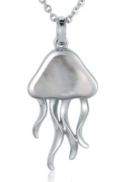 sterling silver mother of pearl jellyfish pendant