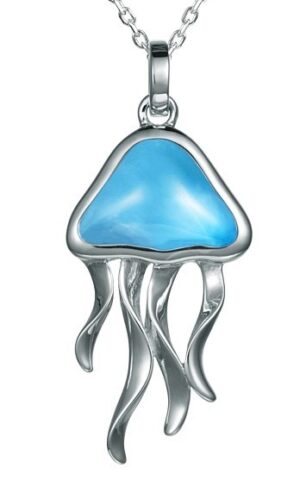 sterling silver & larimar jellyfish pendant