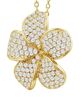 Alamea Plumeria Pendant, Sterling Silver & Yellow Gold Plated 5 plumeria pendant yellow gold plated