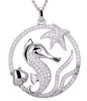 sterling silver seahorse pendant