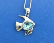 Angel Fish Pendant, Sterling Silver & Crystal