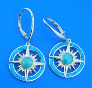 compass rose dangle earrings opal & larimar