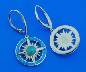 compass rose dangle earrings opal & larimar