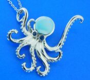 octopus sterling silver & larimar pendant