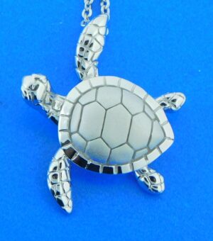 sterling silver 3d sea turtle pendant