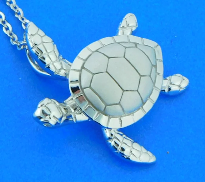 sterling silver 3d sea turtle pendant
