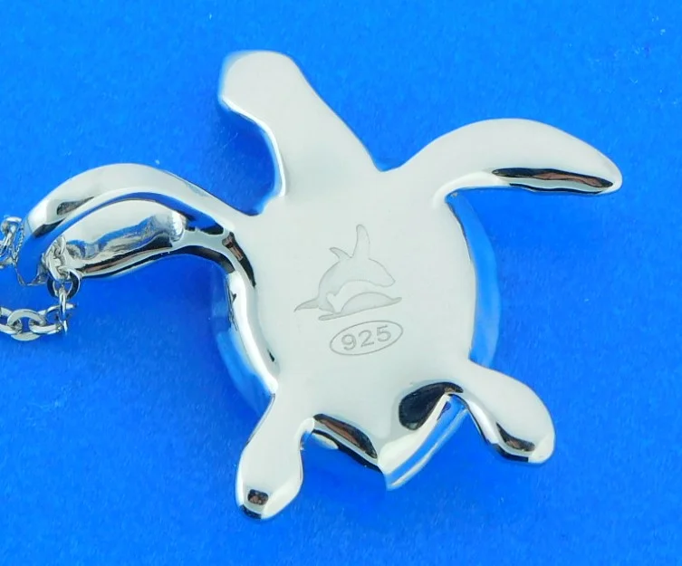 sterling silver 3d sea turtle pendant