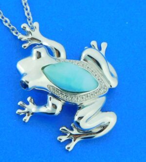 frog pendant sterling silver & larimar
