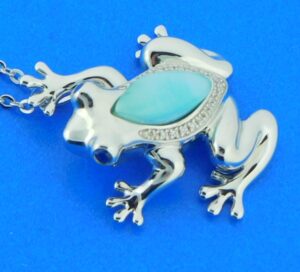 frog pendant sterling silver & larimar