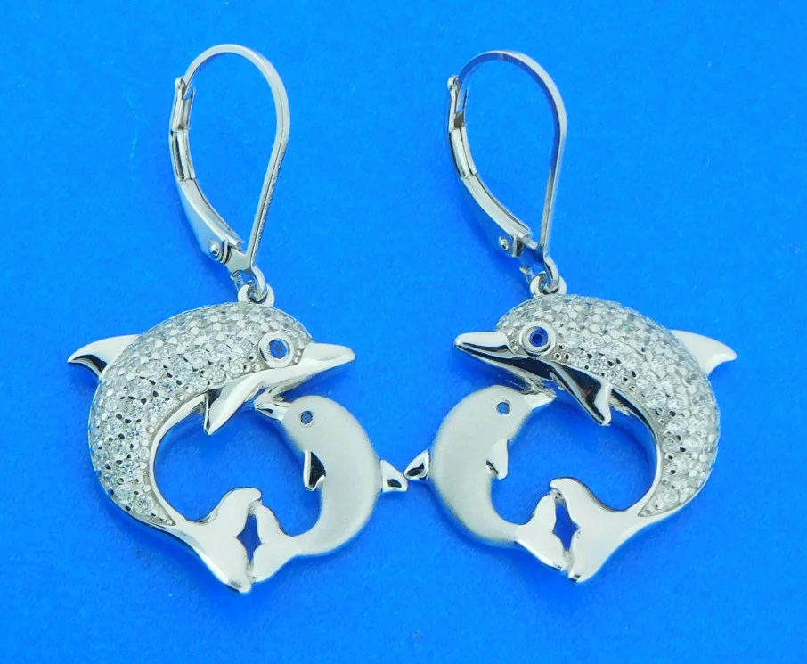 Alamea Dolphin Earrings, Sterling Silver 1 sterling silver dancing dolphin earrings