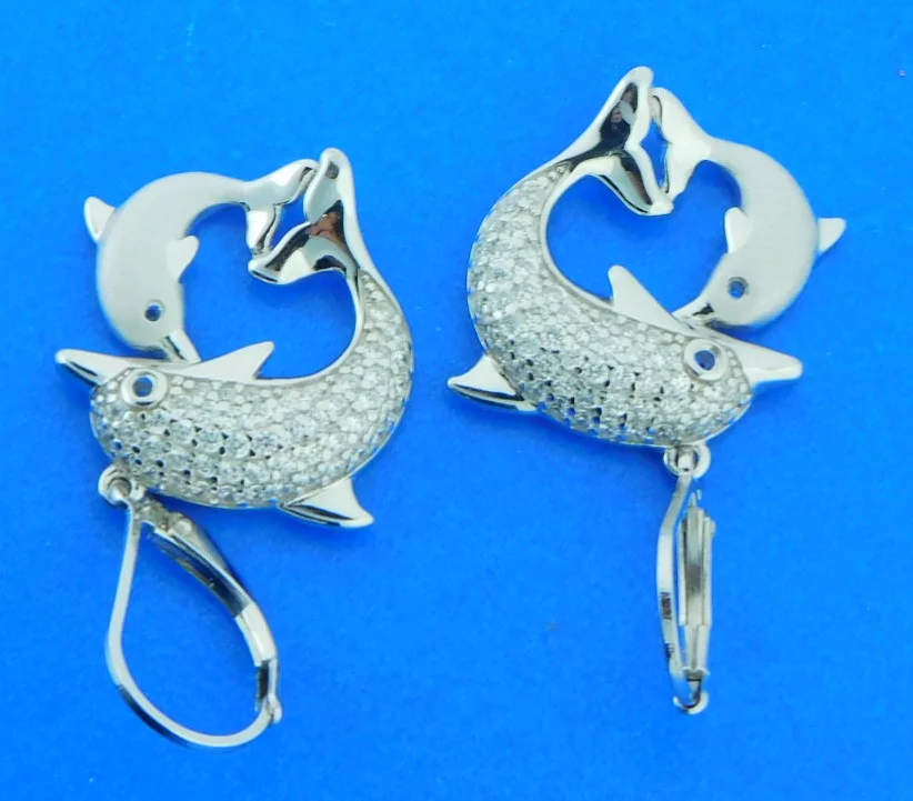 Alamea Dolphin Earrings, Sterling Silver 3 sterling silver dancing dolphin earrings