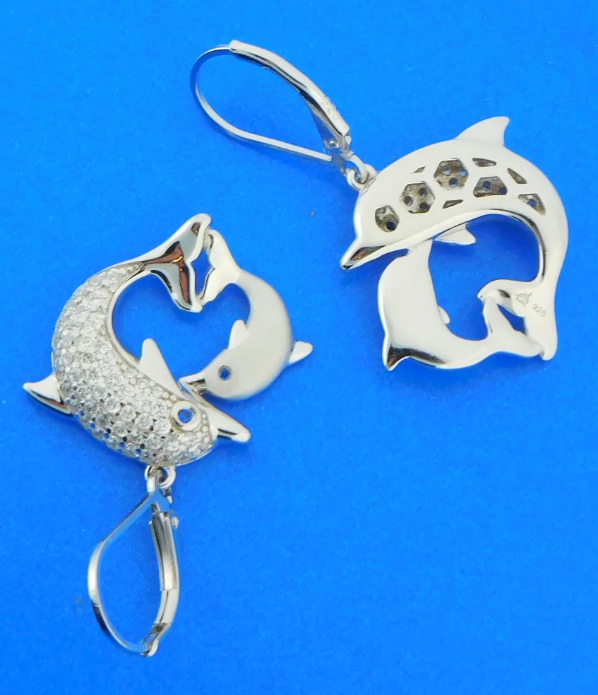Alamea Dolphin Earrings, Sterling Silver 4 sterling silver dancing dolphin earrings