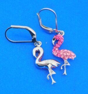 sterling silver flamingo dangle earrings