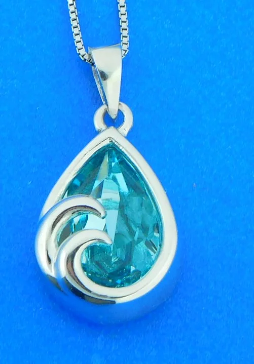 Wave Pendant, Sterling Silver & Crystal - Image 5