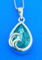Wave Pendant, Sterling Silver & Crystal