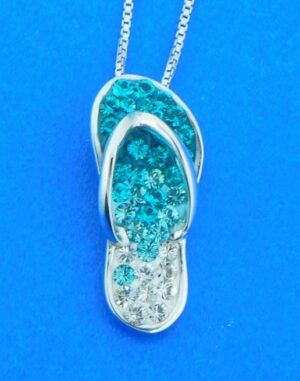 sterling silver and crystal flip flop pendant