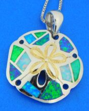 sterling silver sand dollar opal pendant