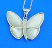 sterling silver & mother of pearl butterfly pendant