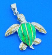 sterling silver & opal sea turtle pendant