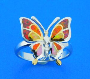 sterling silver & opal butterfly ring