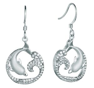 sterling silver dolphin wave earrings