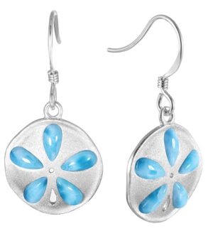sterling silver and larimar sand dollar earrings