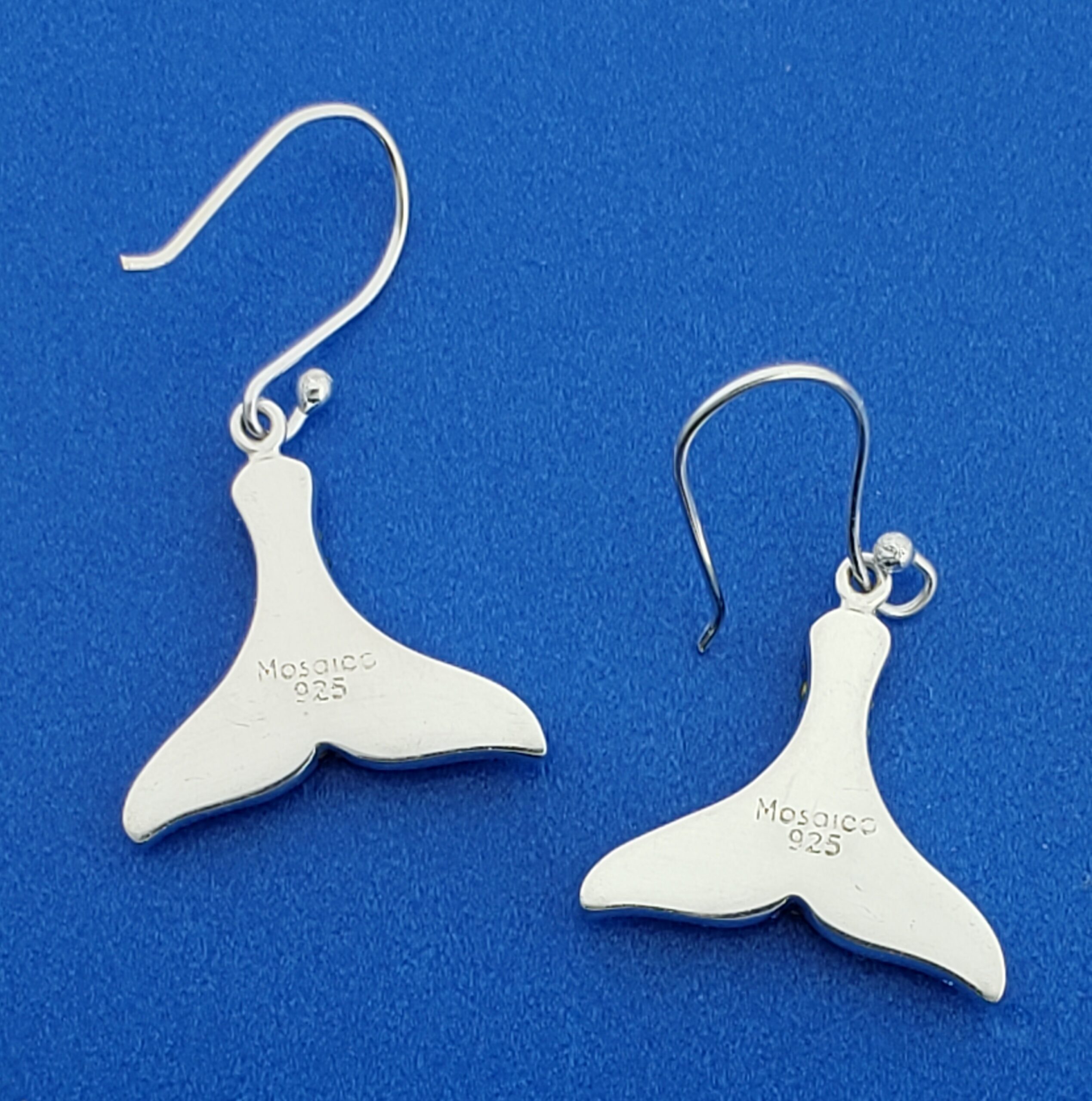 Mosaico Whale Tail Earrings, Sterling Silver 6 Mosaico Whale Tail Earrings, Sterling Silver - Image 6