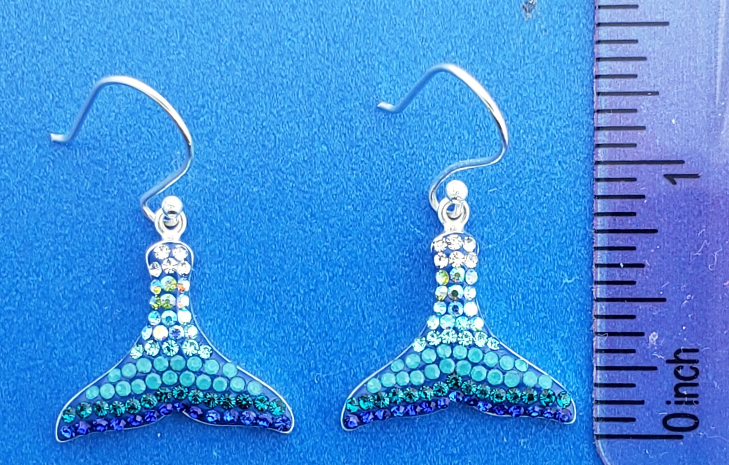 Mosaico Whale Tail Earrings, Sterling Silver 3 Mosaico Whale Tail Earrings, Sterling Silver - Image 3
