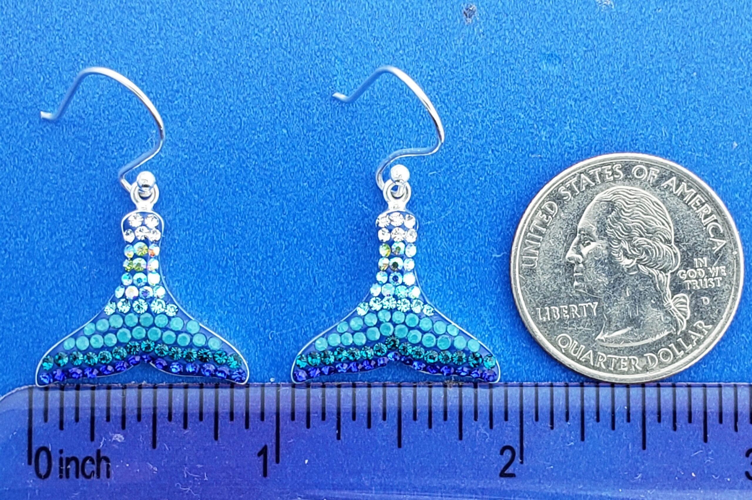 Mosaico Whale Tail Earrings, Sterling Silver 2 Mosaico Whale Tail Earrings, Sterling Silver - Image 2