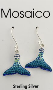 Mosaico Whale Tail Earrings, Sterling Silver