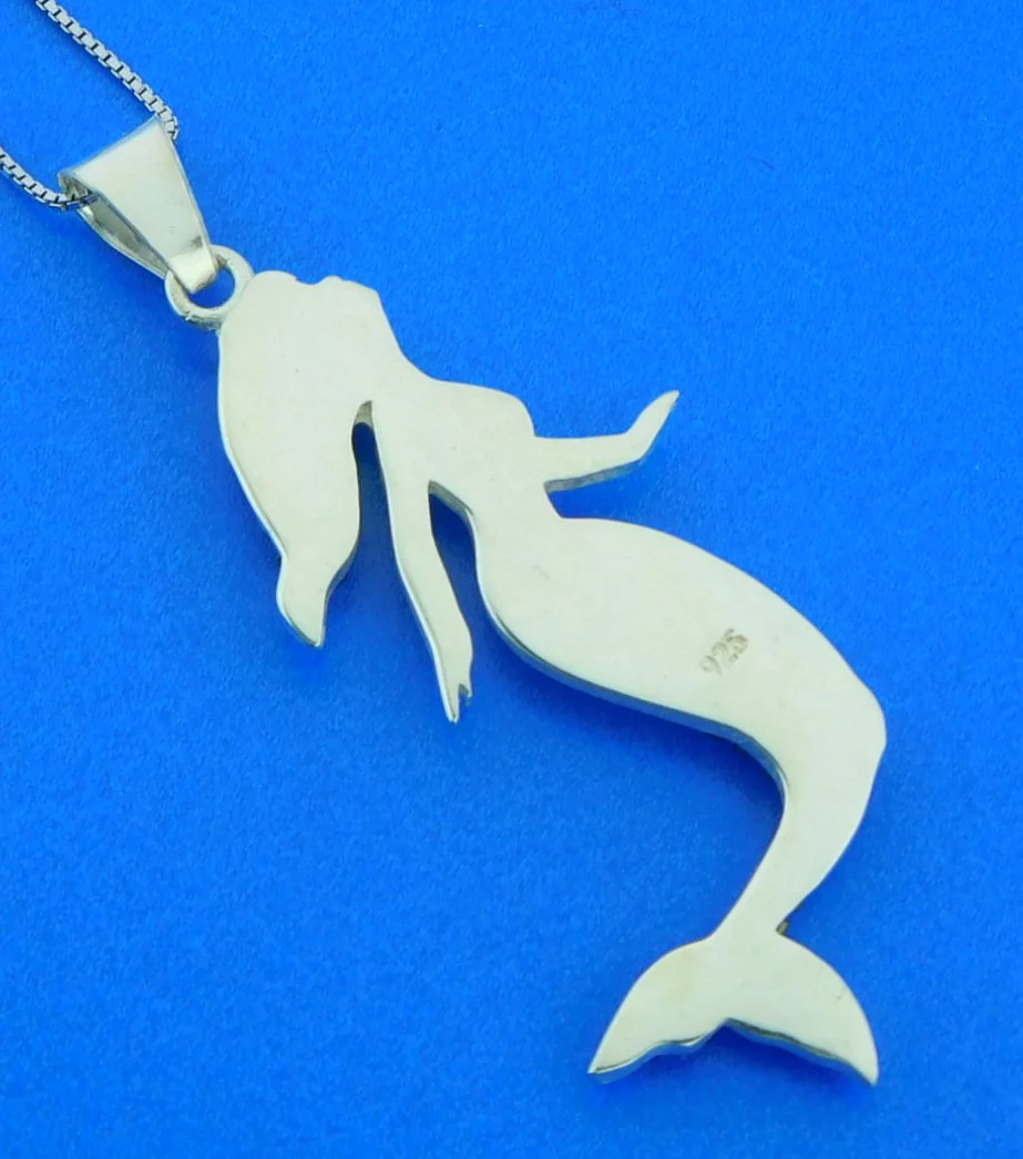sterling silver & crystals mermaid pendant