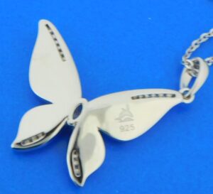 sterling silver opal butterfly pendant