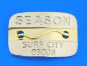 sterling silver surf city beach badge pendant