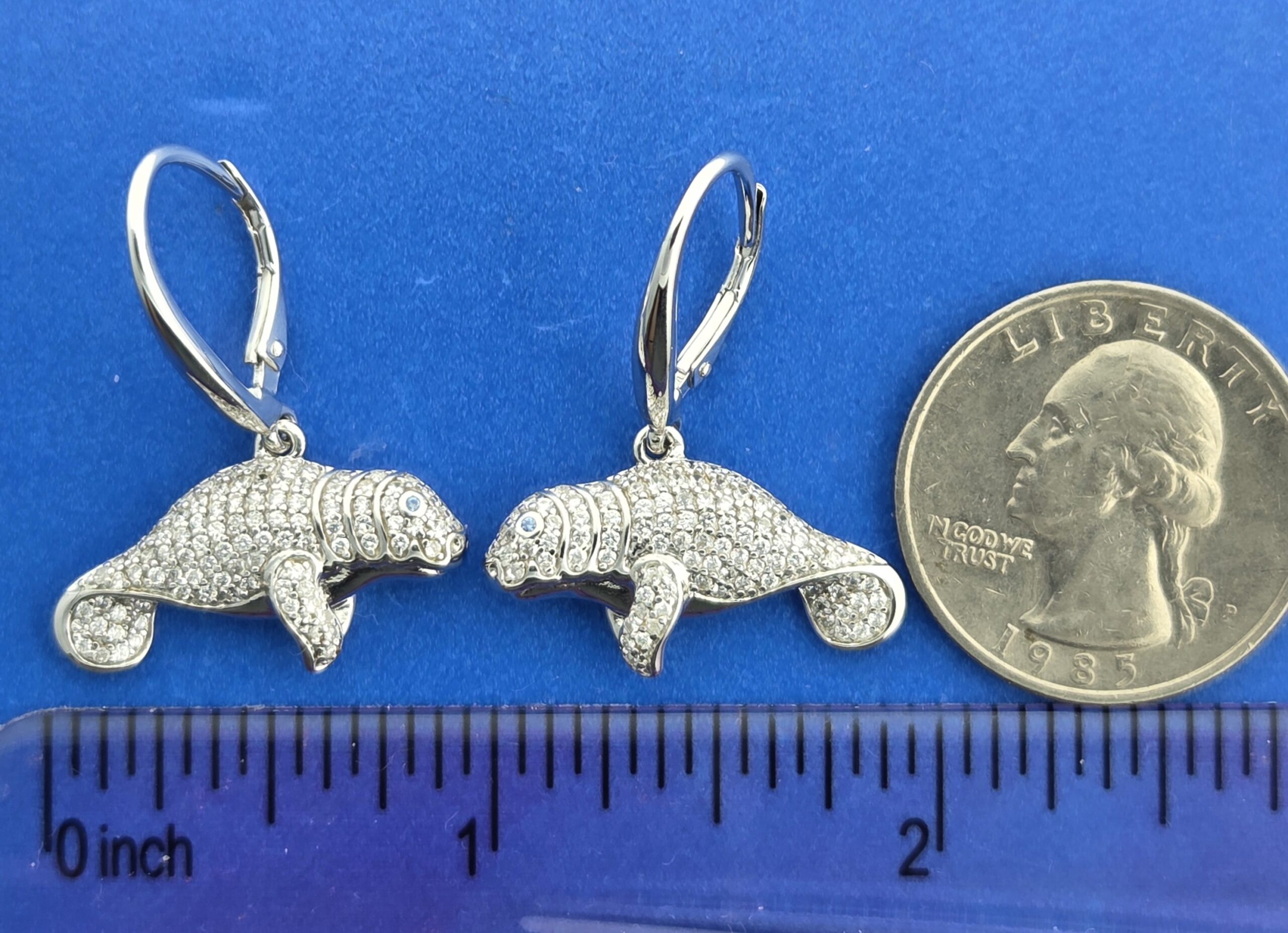 Alamea Manatee Earrings, Sterling Silver 5 Alamea Manatee Earrings, Sterling Silver - Image 5