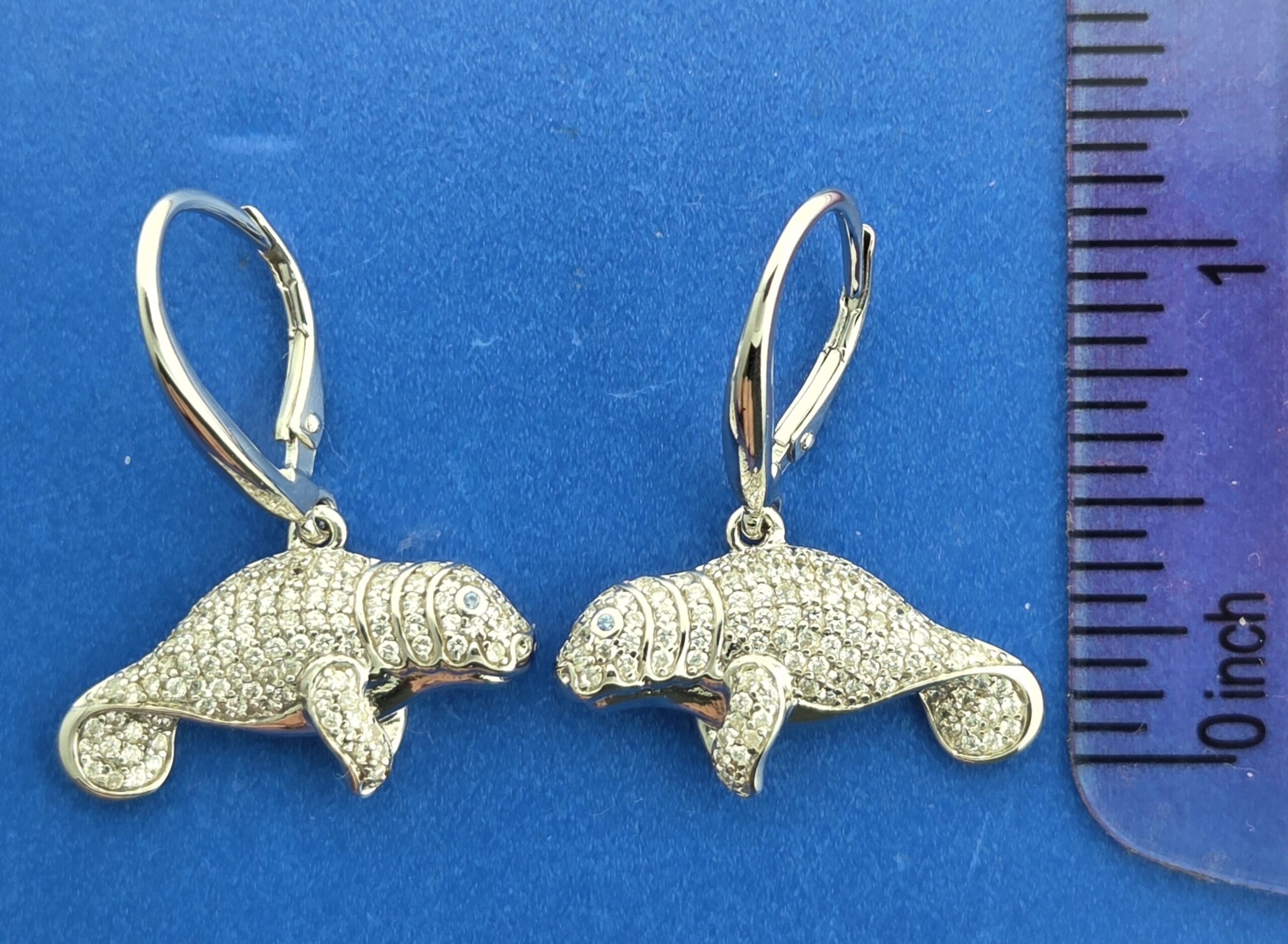 Alamea Manatee Earrings, Sterling Silver 6 Alamea Manatee Earrings, Sterling Silver - Image 6