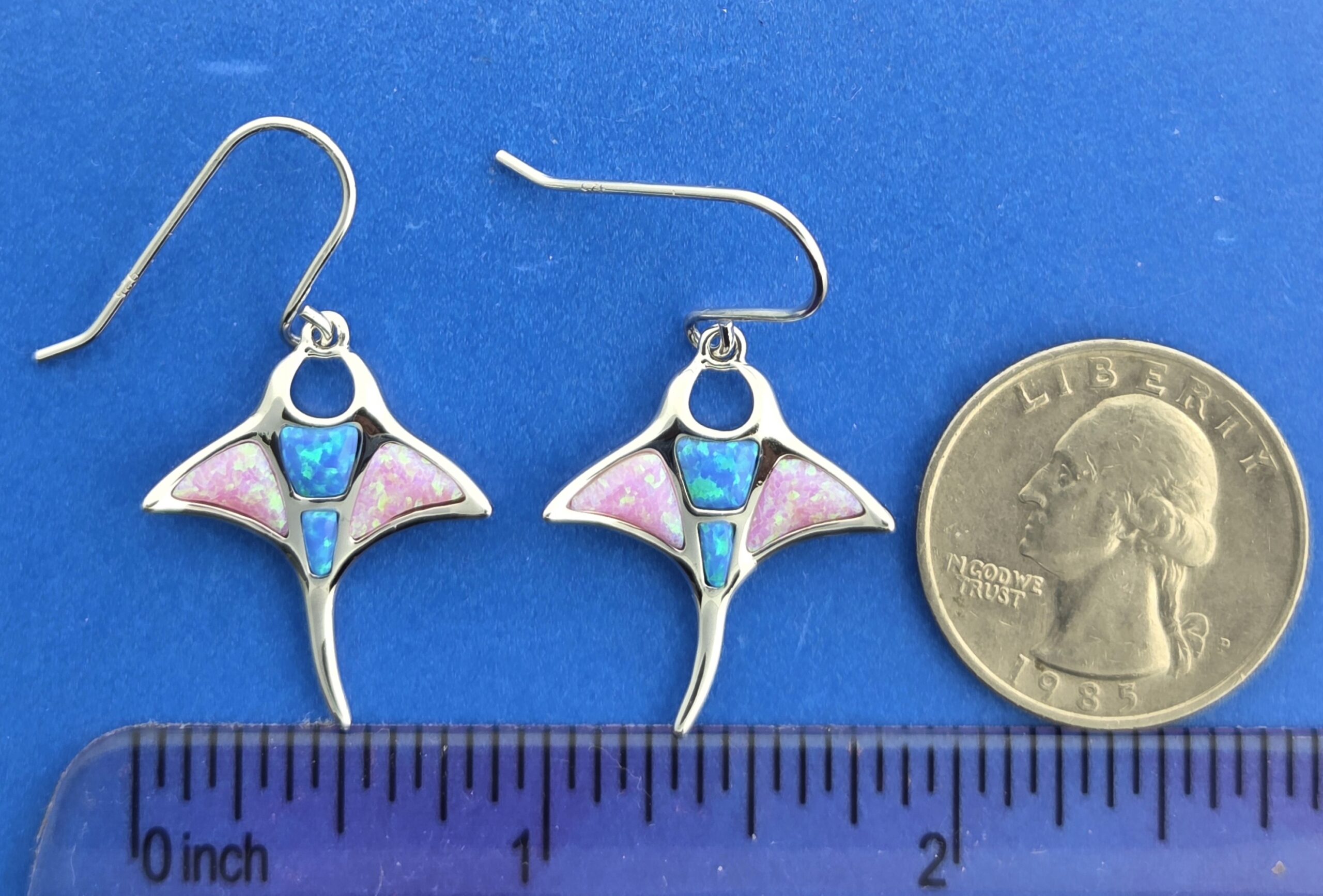 Alamea Manta Ray Dangle Earrings, Sterling Silver 4 Alamea Manta Ray Dangle Earrings, Sterling Silver - Image 4