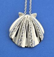 Alamea Sunrise Shell Pendant, Sterling Silver & Topaz