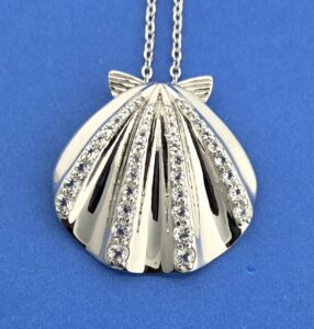 Alamea Sunrise Shell Pendant, Sterling Silver & Topaz