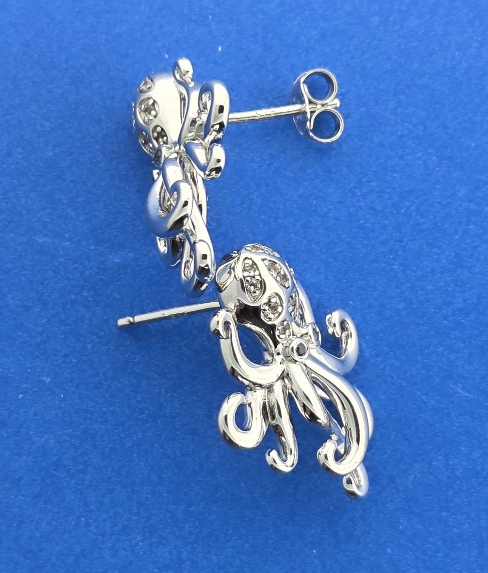 Alamea Octopus Earrings, Sterling Silver & Topaz 5 Alamea Octopus Earrings, Sterling Silver & Topaz - Image 5