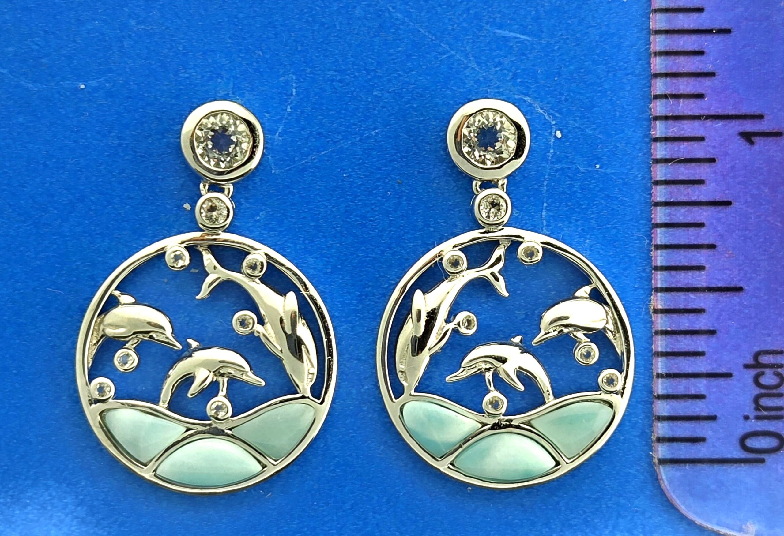 Alamea Dolphin Larimar Earrings, Sterling Silver 5 Alamea Dolphin Larimar Earrings, Sterling Silver - Image 5