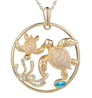 sea turtle sea life pendant sterling silver gold plated