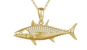 sterling silver gold plated tuna pendant