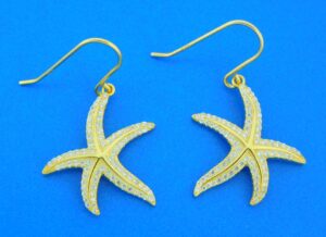 sterling silver gold plated starfish dangle earrings